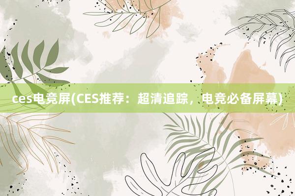 ces电竞屏(CES推荐：超清追踪，电竞必备屏幕)