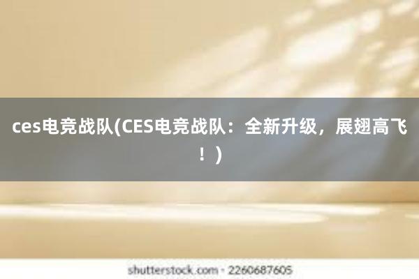 ces电竞战队(CES电竞战队：全新升级，展翅高飞！)