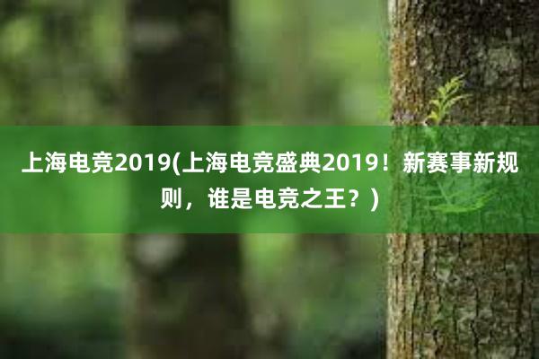 上海电竞2019(上海电竞盛典2019！新赛事新规则，谁是电竞之王？)