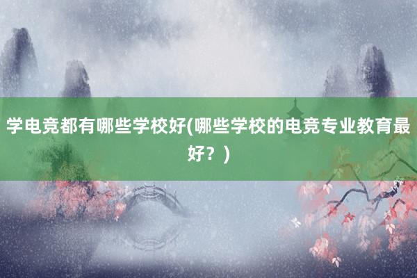 学电竞都有哪些学校好(哪些学校的电竞专业教育最好？)