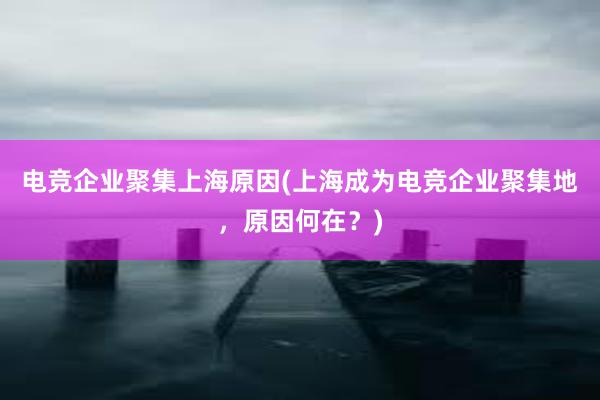 电竞企业聚集上海原因(上海成为电竞企业聚集地，原因何在？)