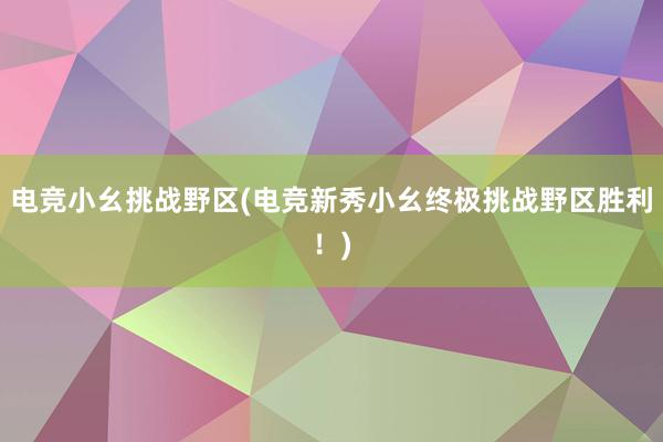 电竞小幺挑战野区(电竞新秀小幺终极挑战野区胜利！)