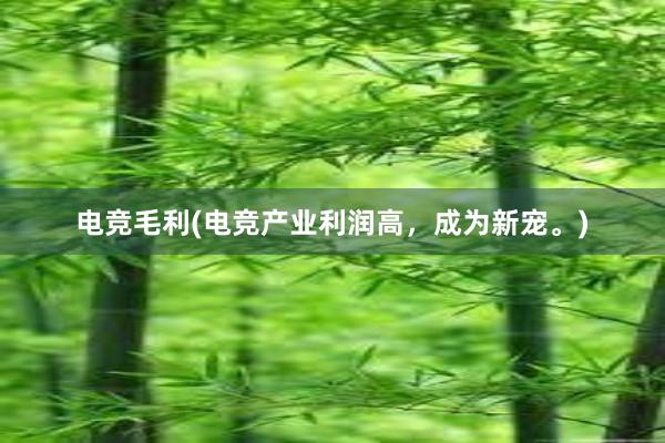 电竞毛利(电竞产业利润高，成为新宠。)