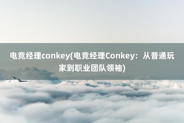 电竞经理conkey(电竞经理Conkey：从普通玩家到职业团队领袖)