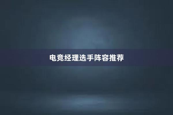 电竞经理选手阵容推荐