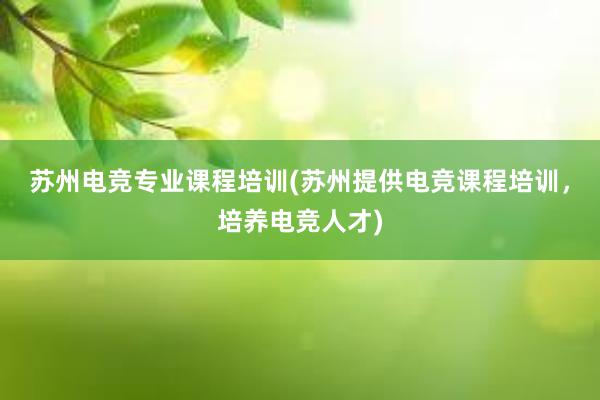 苏州电竞专业课程培训(苏州提供电竞课程培训，培养电竞人才)