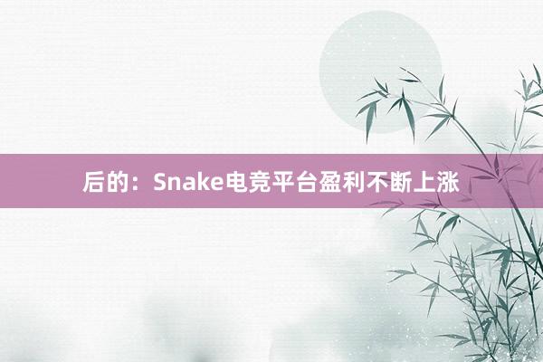 后的：Snake电竞平台盈利不断上涨