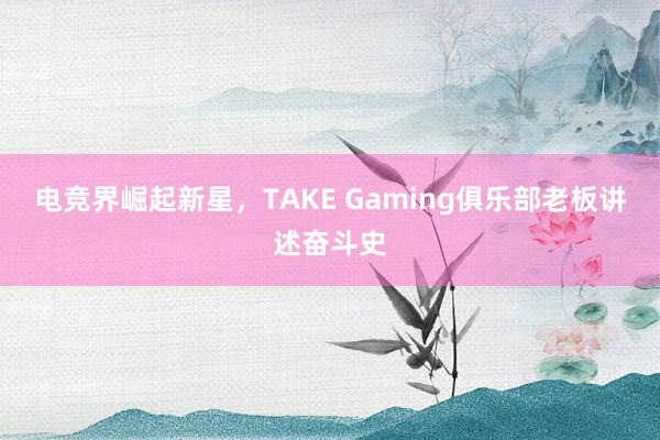 电竞界崛起新星，TAKE Gaming俱乐部老板讲述奋斗史