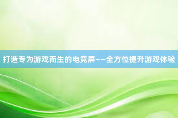 打造专为游戏而生的电竞屏——全方位提升游戏体验